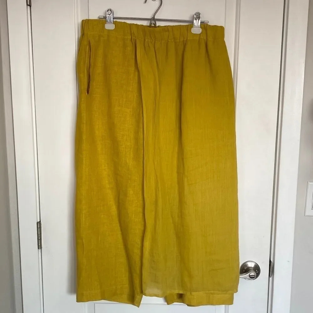 NWOT Banana Blue Aliana Linen Mustard Yellow Pants - Picture 2 of 12
